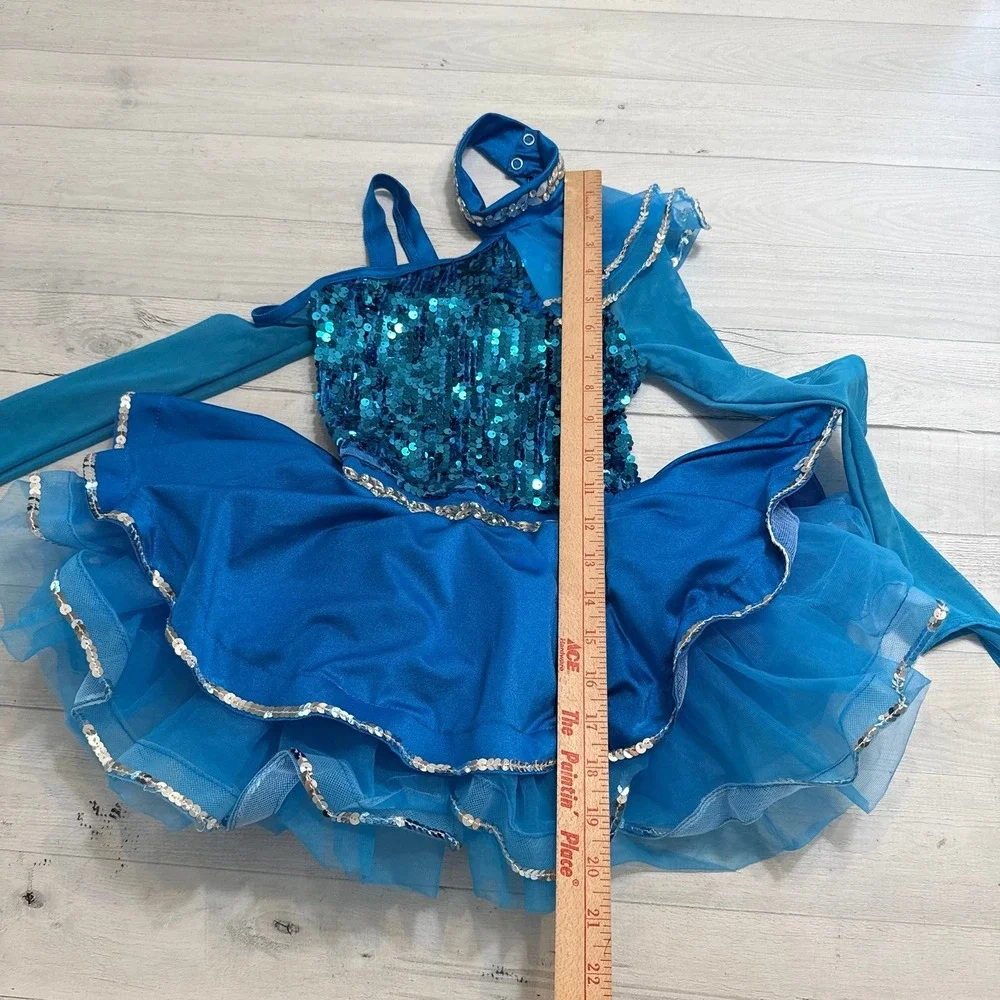 Weismann girls‎ blue tutu sequin leotard child size IC 7/8
